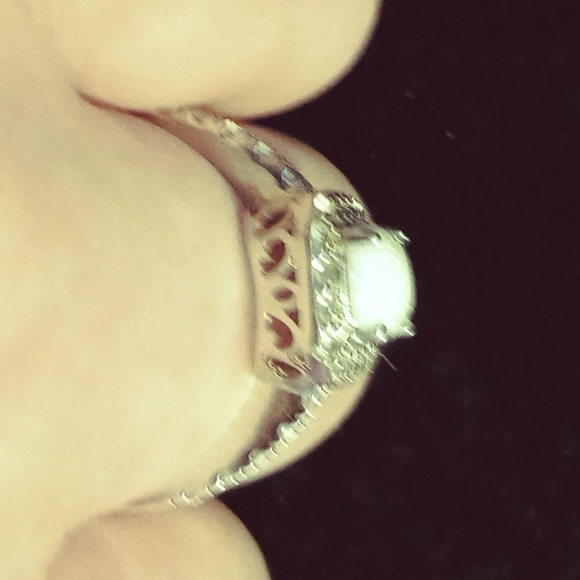 Opal and sapphire ring in sterling silver - Picture 3 of 7